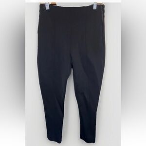 MM Lafleur Womens Black Straight Leg Ankle Leggings Plants Size 6 Side Zip EUC